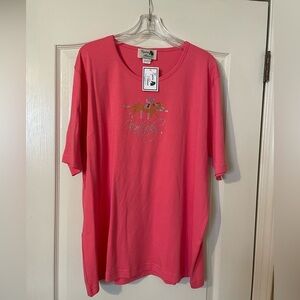 Equine Artwear Women’s Melon Kentucky Derby Jockey Shirt Top Size 2X Rhinestone